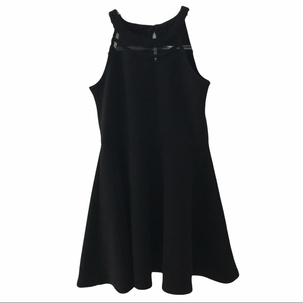 Place Black A-line Sleeveless Dress w/ Sheer Insets at Neckline - XXL Girls 16